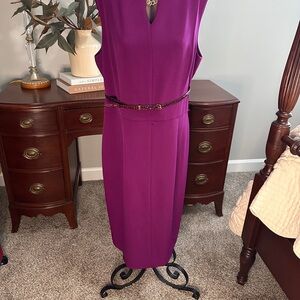 Ellen Tracy Vibrant Purple Midi Dress